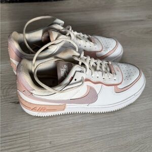 Nike Women's White, Light Pink, Purple, Air Force Sneakers